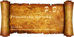 Presovszky Darinka névjegykártya
